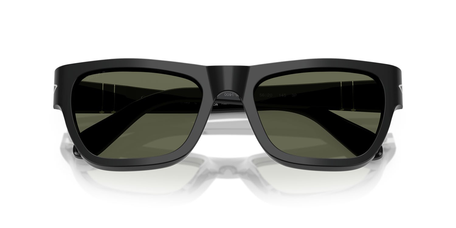 Occhiali da sole Persol PO 0091S (95/58) colore nero forma farfalla lenti polar verde