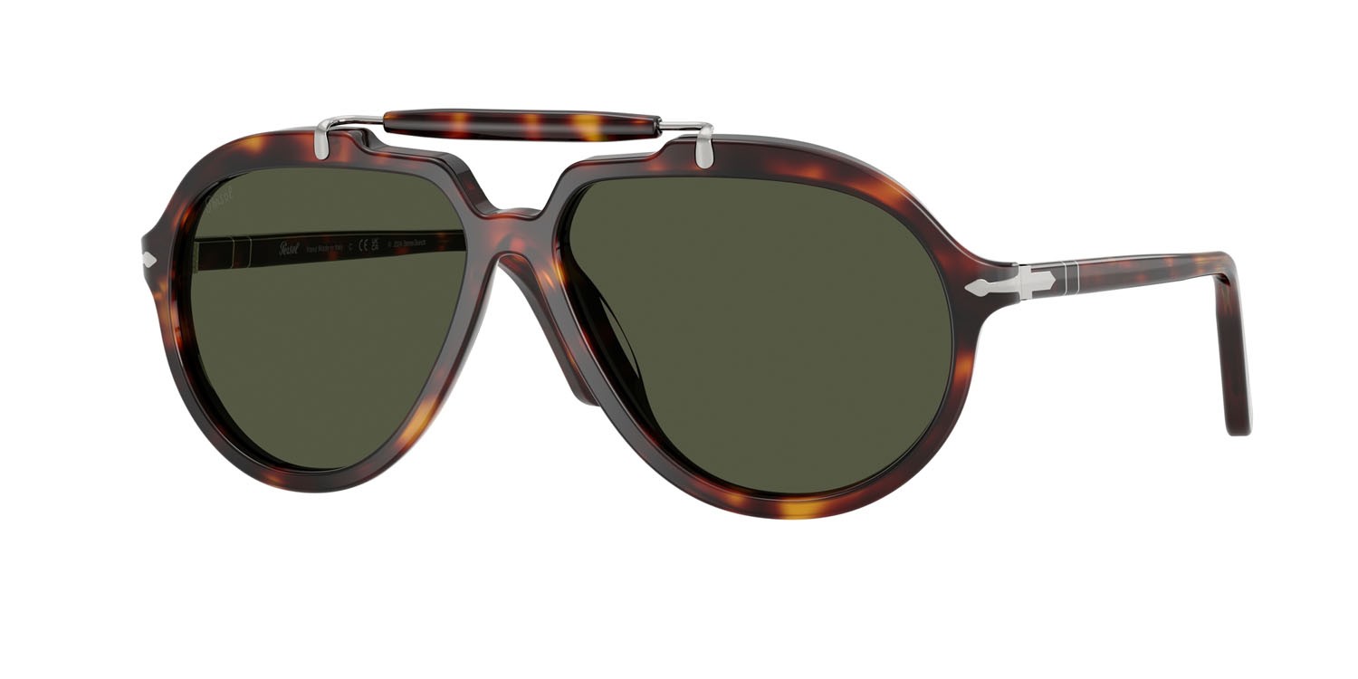 Sunglasses Persol Senna Series PO 0202S (24/31) color havana shape square lenses verde