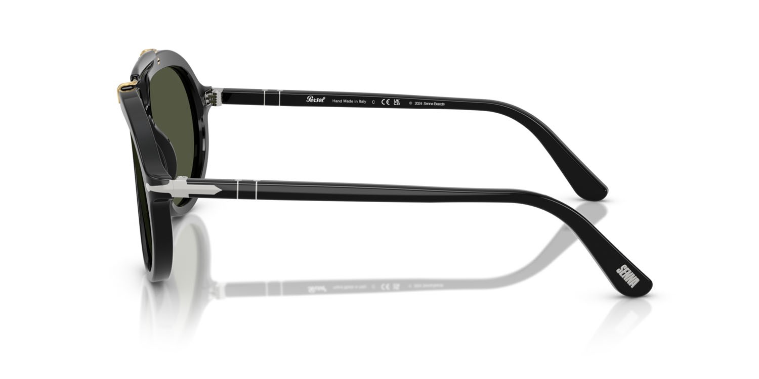 Occhiali da sole Persol Senna Series PO 0202S (95/31) colore nero forma quadrato lenti verde