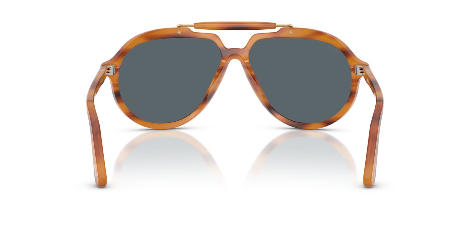 Sunglasses Persol Senna Series PO 0202S (960/R5) color striato marrone shape square lenses blu