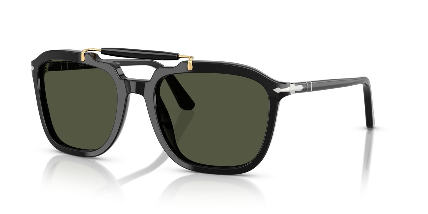 Occhiali da sole Persol Senna Series PO 0203S (95/31) colore nero forma quadrato lenti verde