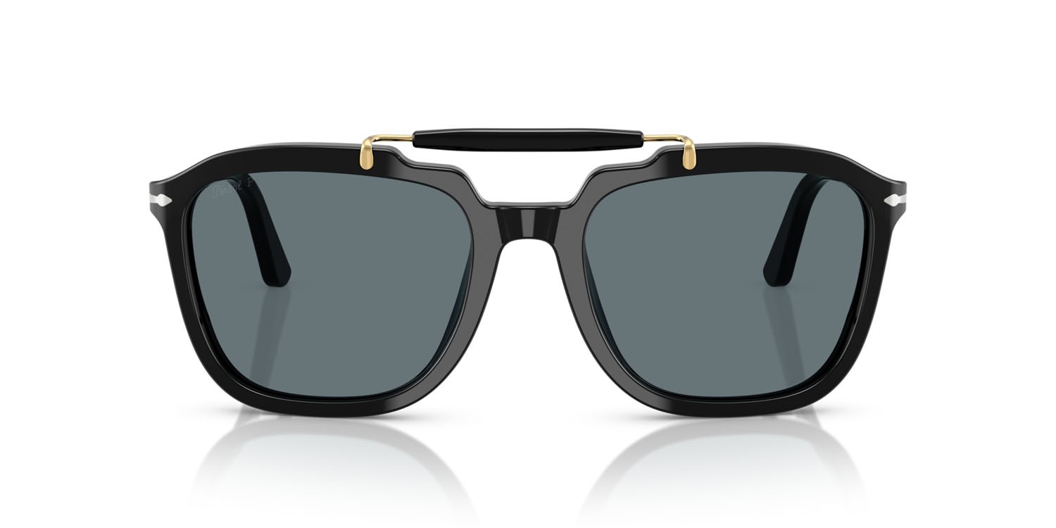 Occhiali da sole Persol Senna Series PO 0203S (95/3R) colore nero forma quadrato lenti polarizzata blu scuro