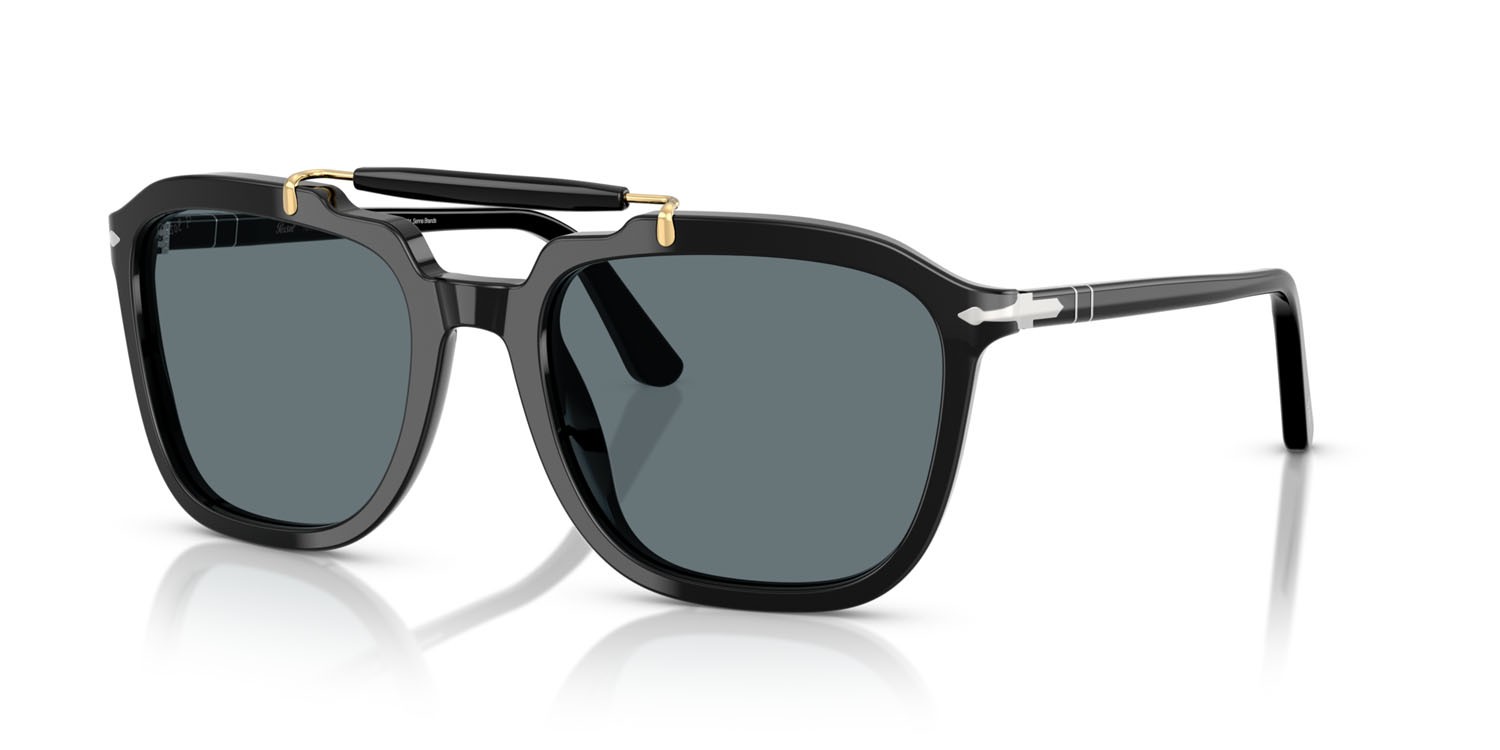 Occhiali da sole Persol Senna Series PO 0203S (95/3R) colore nero forma quadrato lenti polarizzata blu scuro