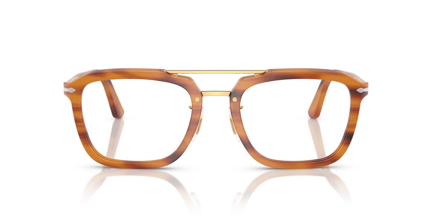 Occhiali da vista Persol Senna Series PO 0204V (960) colore striato marrone forma quadrato lenti lente demo