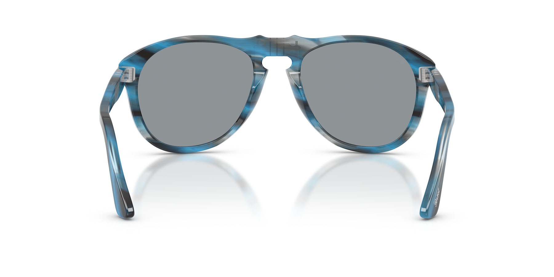 Occhiali da sole Persol PO 0649 (1234R5) colore striato blu e grigio forma aviator lenti grigio