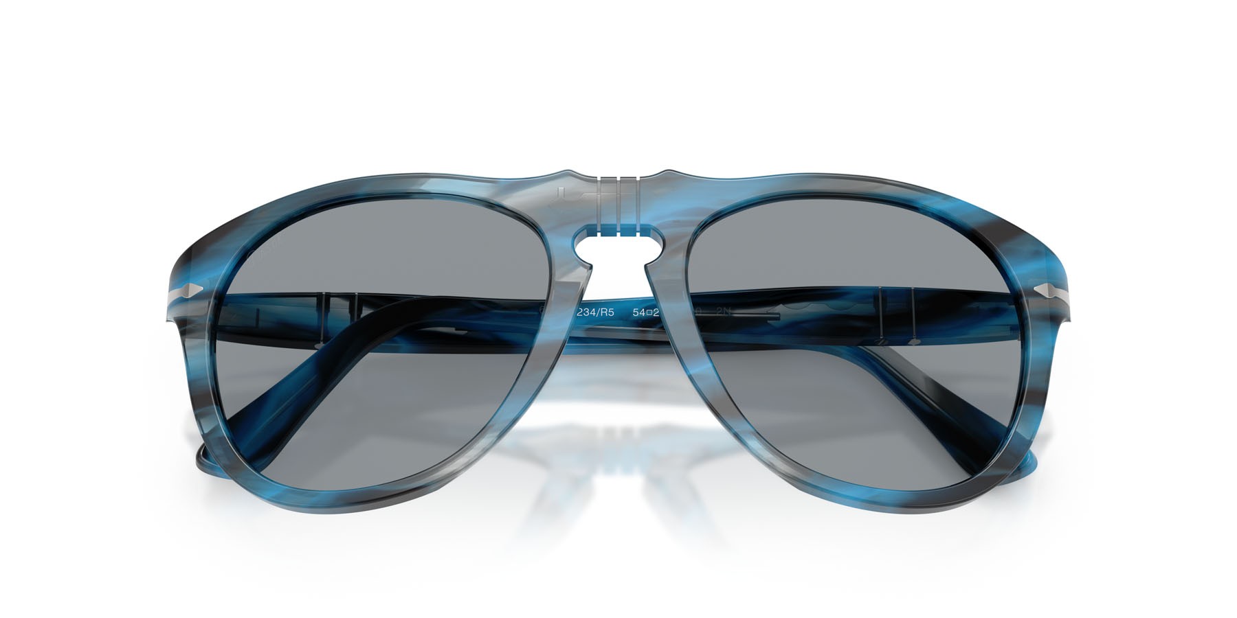 Occhiali da sole Persol PO 0649 (1234R5) colore striato blu e grigio forma aviator lenti grigio