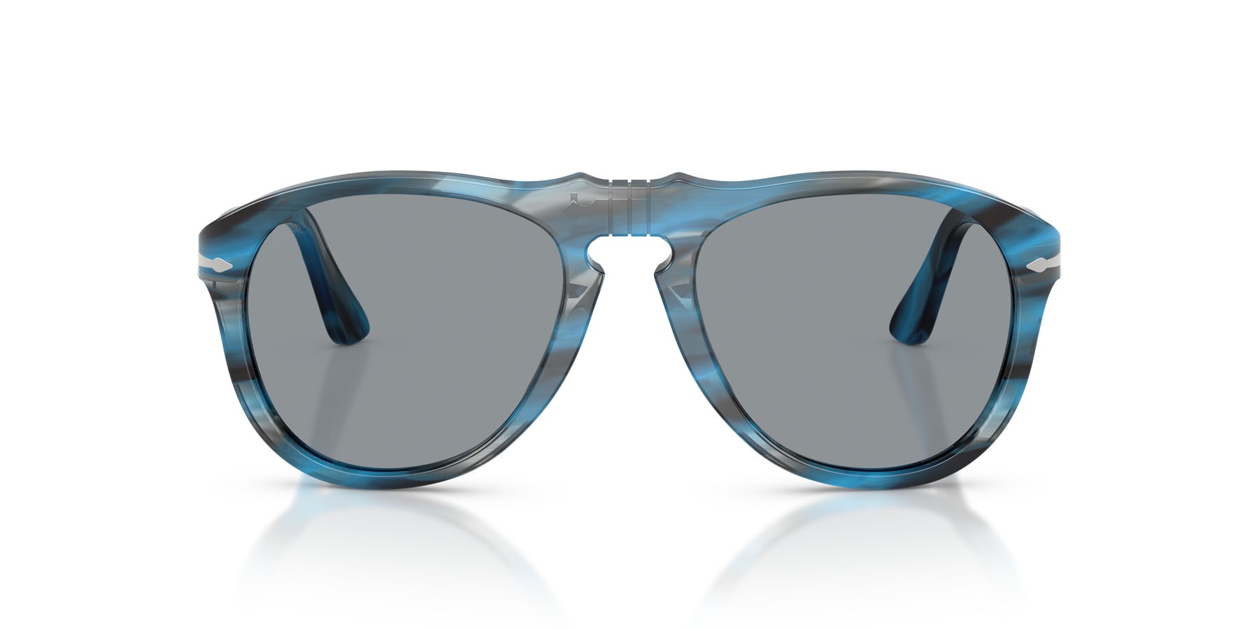 Occhiali da sole Persol PO 0649 (1234R5) colore striato blu e grigio forma aviator lenti grigio