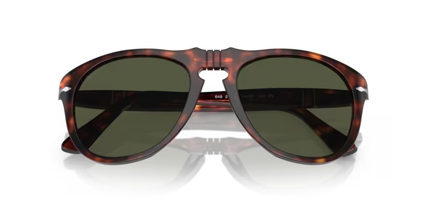 Occhiali da sole Persol PO 0649 (24/31) colore havana forma aviator lenti crystal green