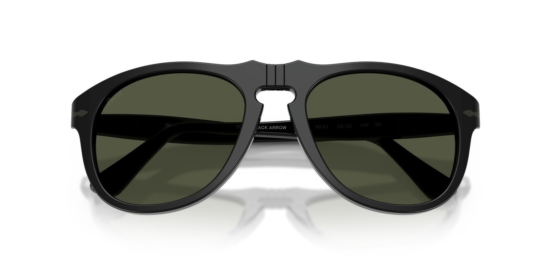 Occhiali da sole Persol PO 0649NE (95/31) colore nero forma aviator lenti verde