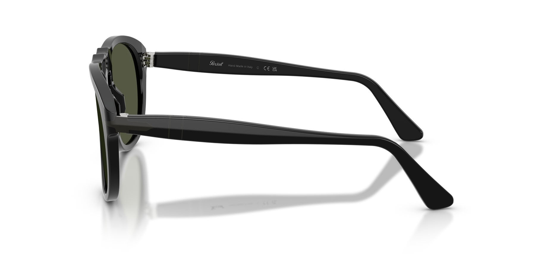 Occhiali da sole Persol PO 0649NE (95/31) colore nero forma aviator lenti verde