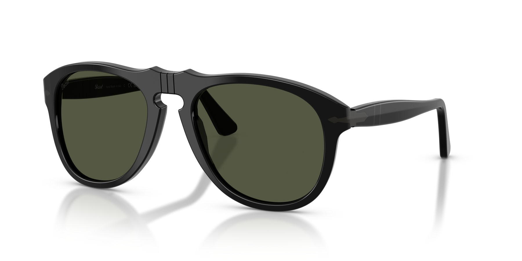 Occhiali da sole Persol PO 0649NE (95/31) colore nero forma aviator lenti verde