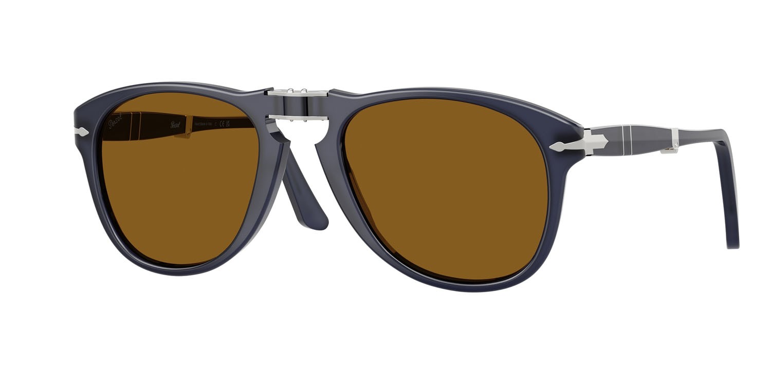 Occhiali da sole Persol Folding PO 0714 (121733) colore blu notte perlaceo forma aviator lenti marrone