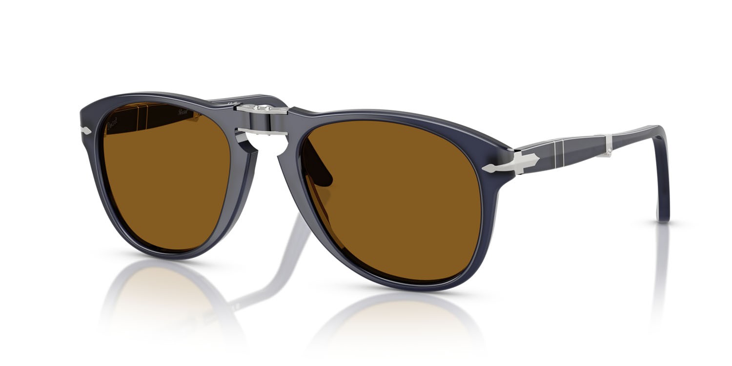 Occhiali da sole Persol Folding PO 0714 (121733) colore blu notte perlaceo forma aviator lenti marrone