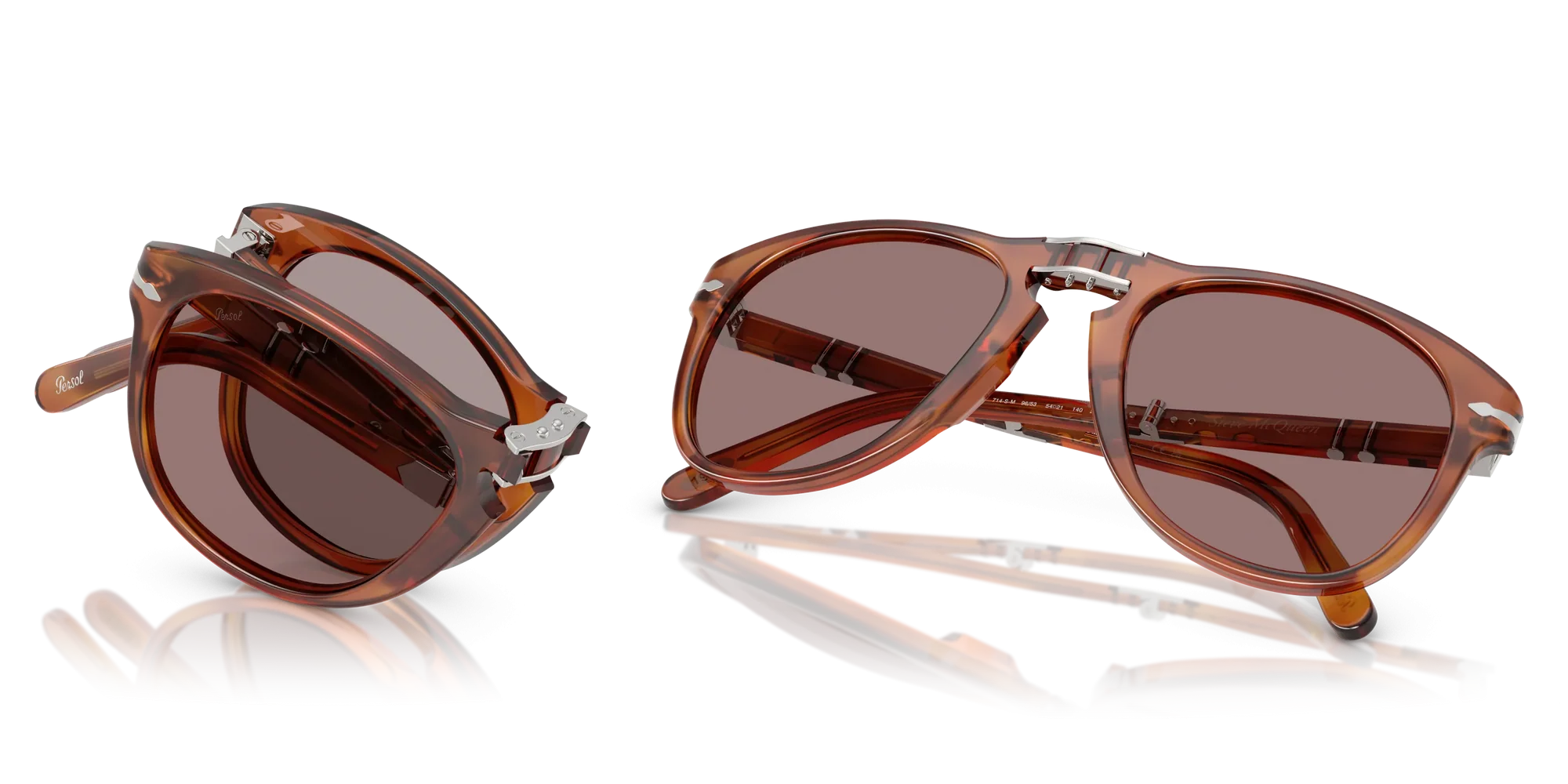 Occhiali da sole Persol Steve McQueen PO 0714SM (96/53) colore terra di siena lenti violet