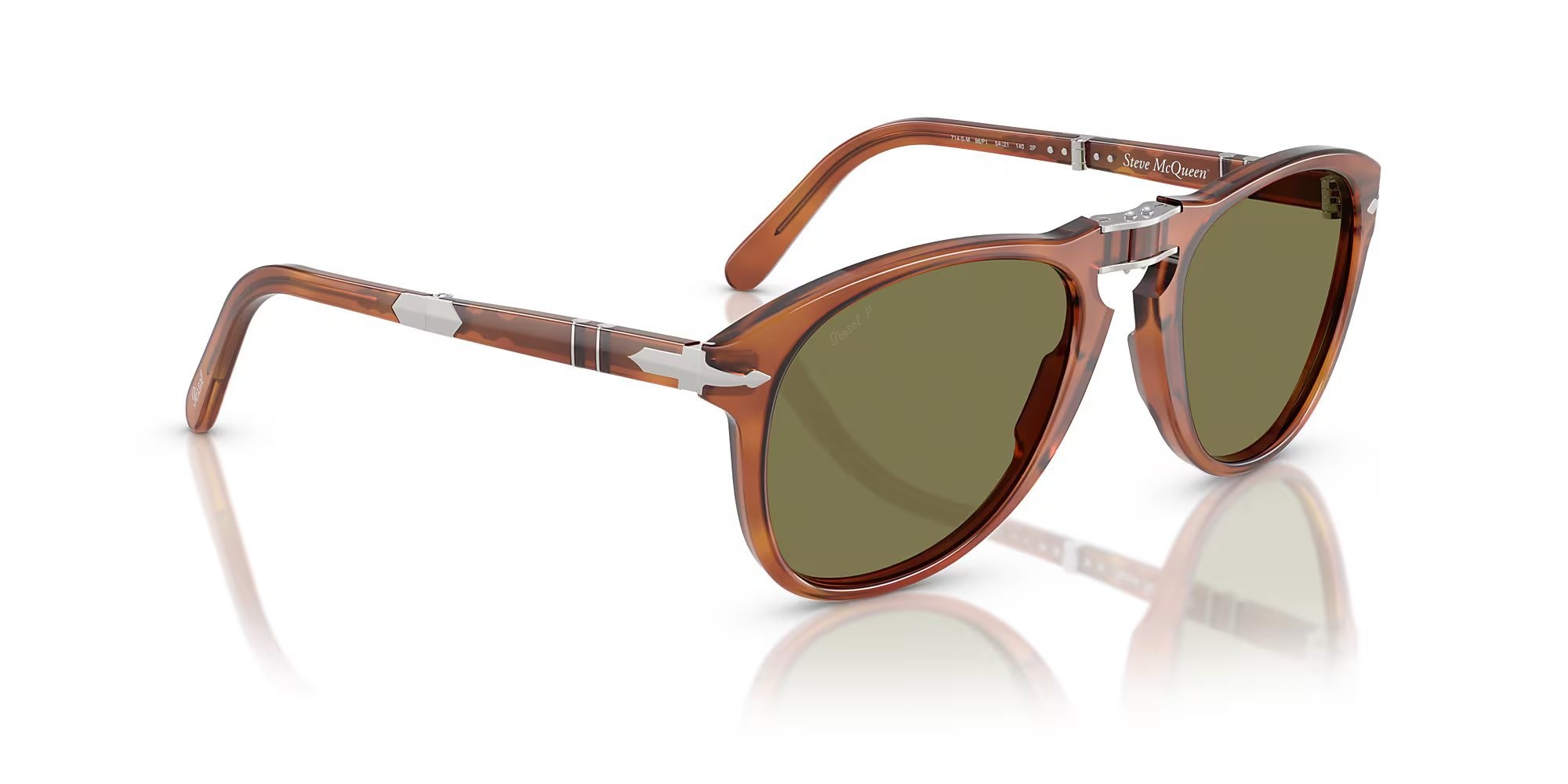 Occhiali da sole Persol Steve McQueen PO 0714SM (96/P1) colore terra di siena lenti polar verde