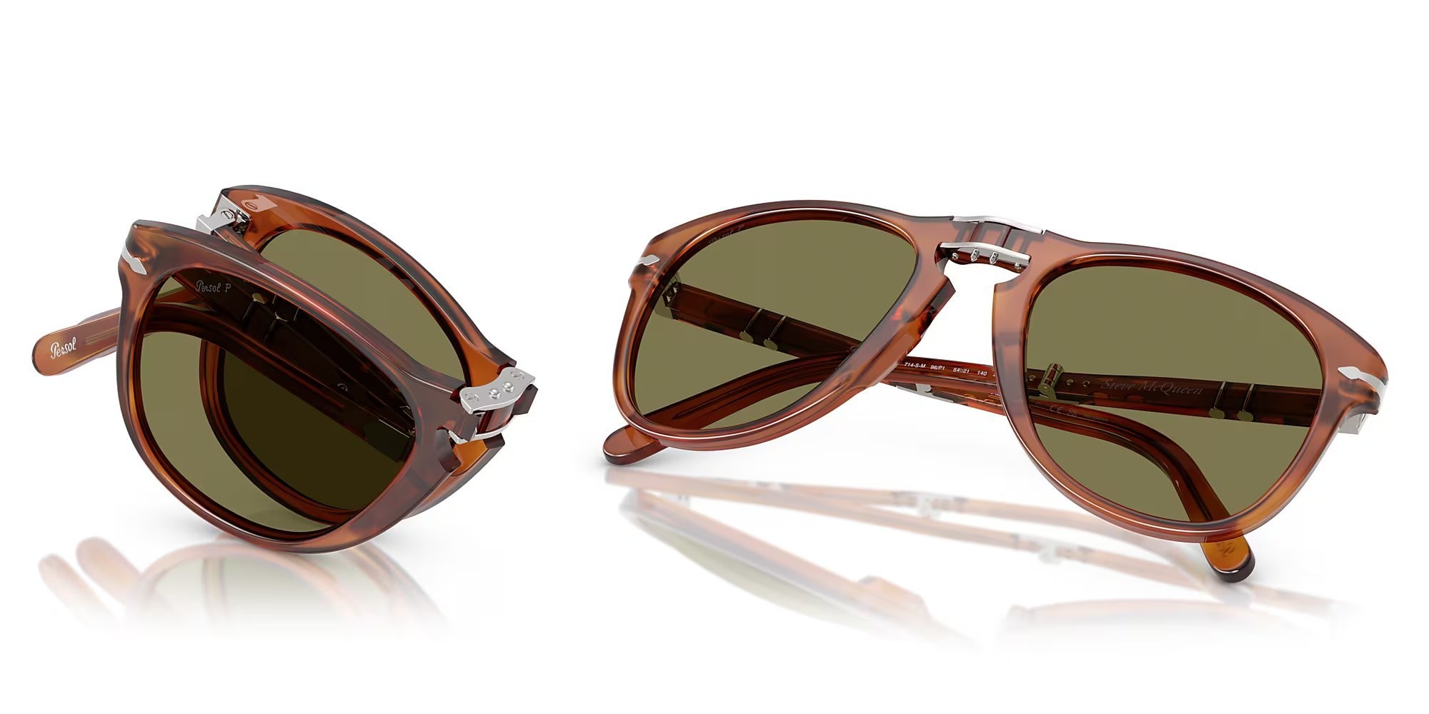 Occhiali da sole Persol Steve McQueen PO 0714SM (96/P1) colore terra di siena lenti polar verde