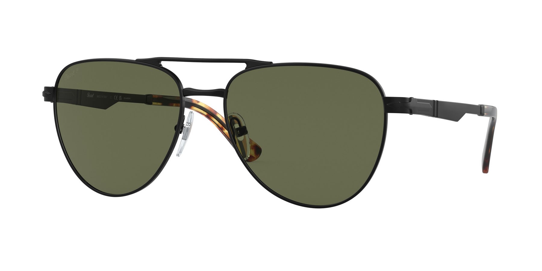 Occhiali da sole Persol PO 1003S (115158) colore nero semi-lucido forma aviator lenti polarized verde