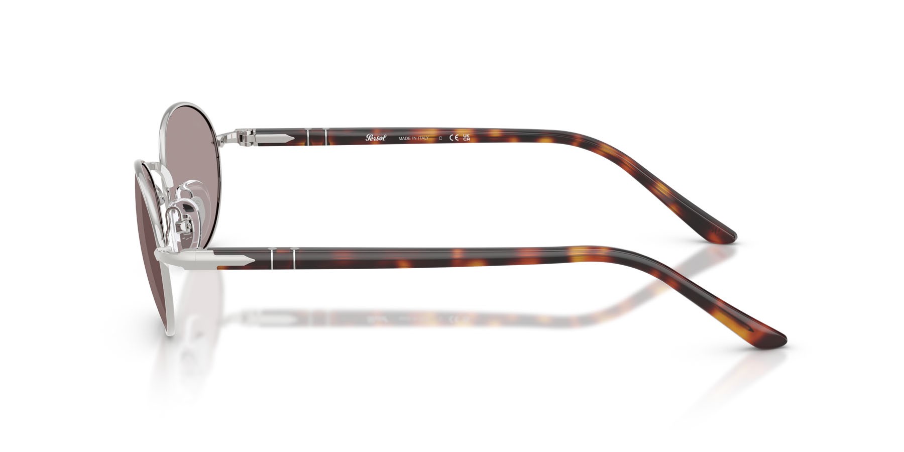 Occhiali da sole Persol Ida PO 1018S (102153) colore argento forma ovale lenti viola