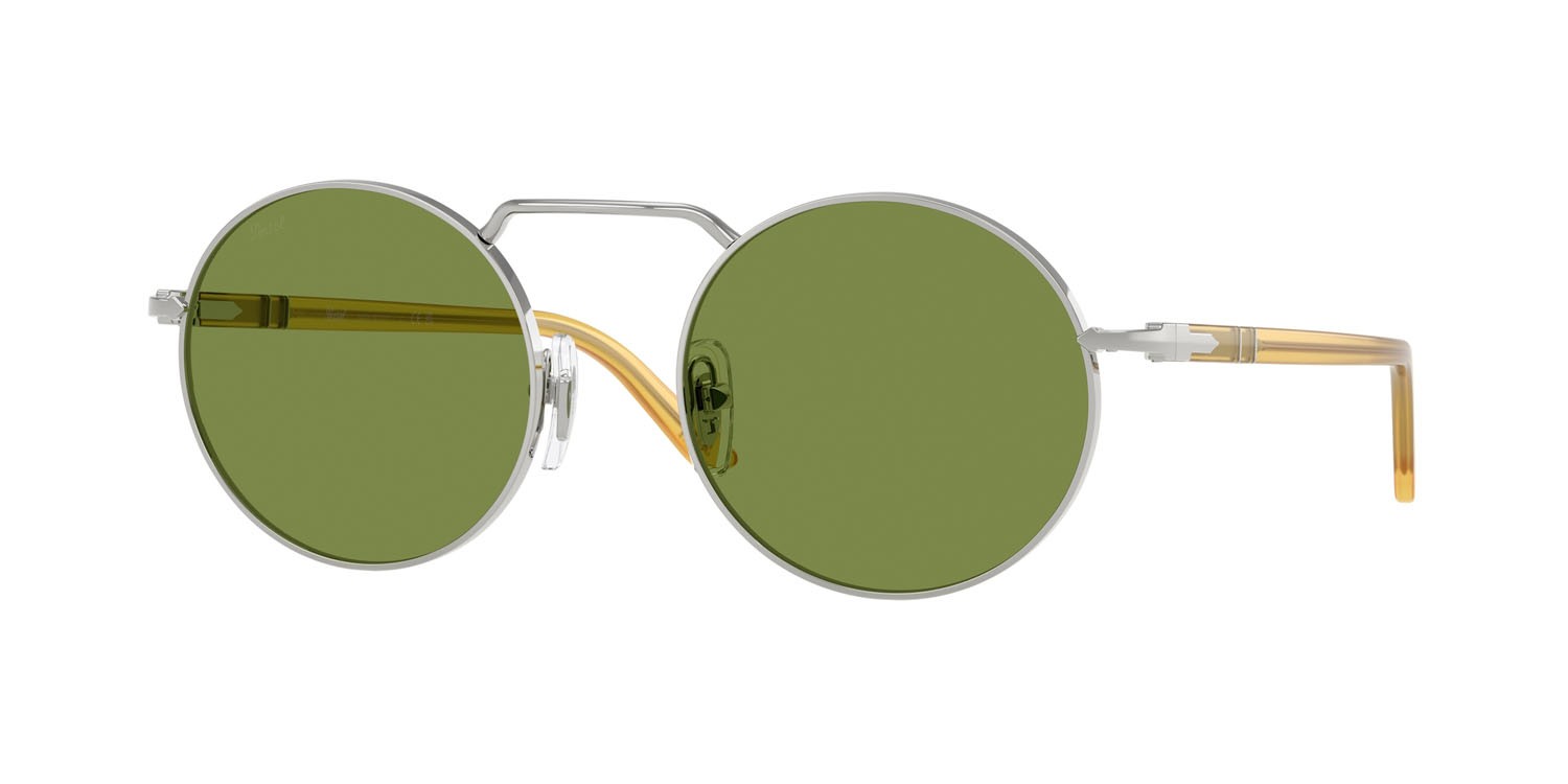 Sunglasses Persol PO 1019S (518/4E) color argento shape rectangle lenses verde chiaro
