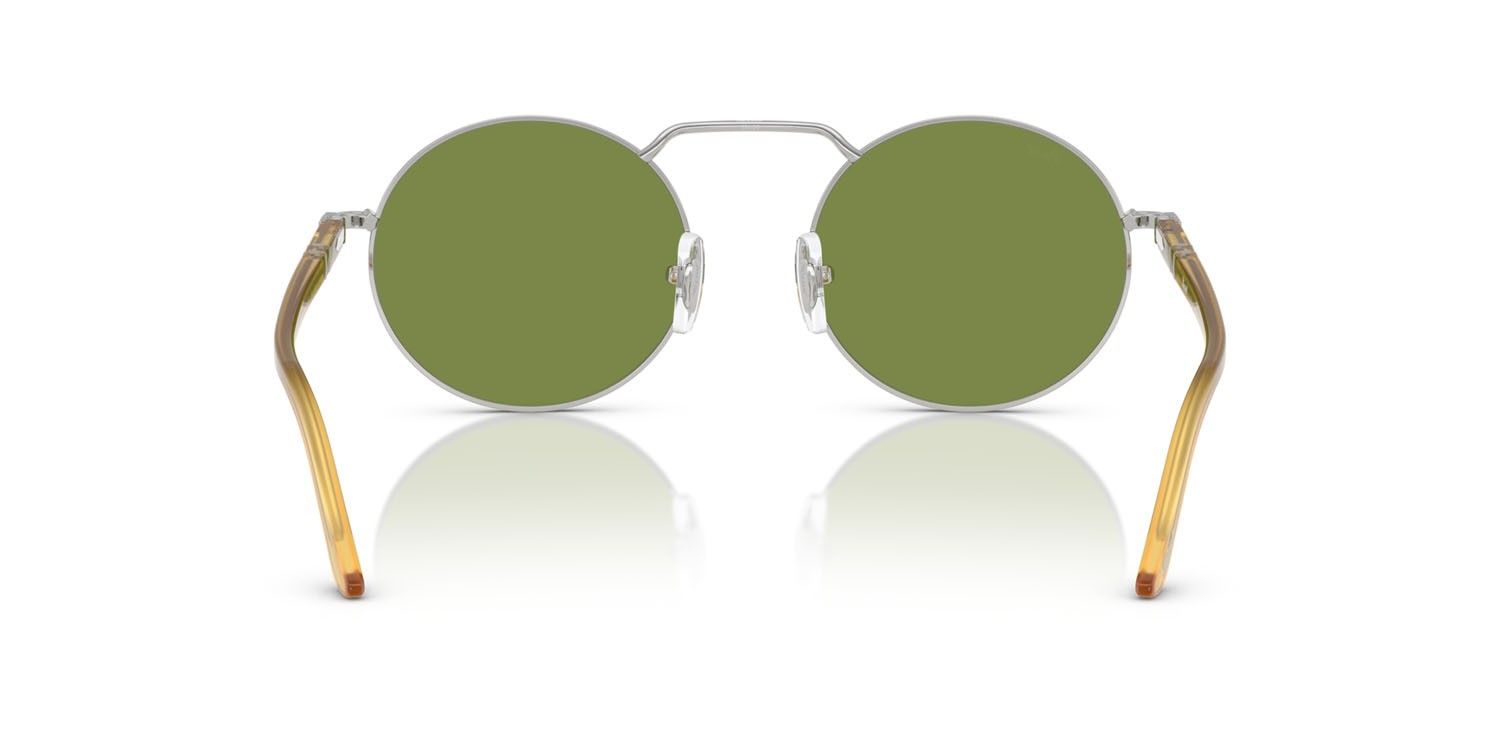 Sunglasses Persol PO 1019S (518/4E) color argento shape rectangle lenses verde chiaro
