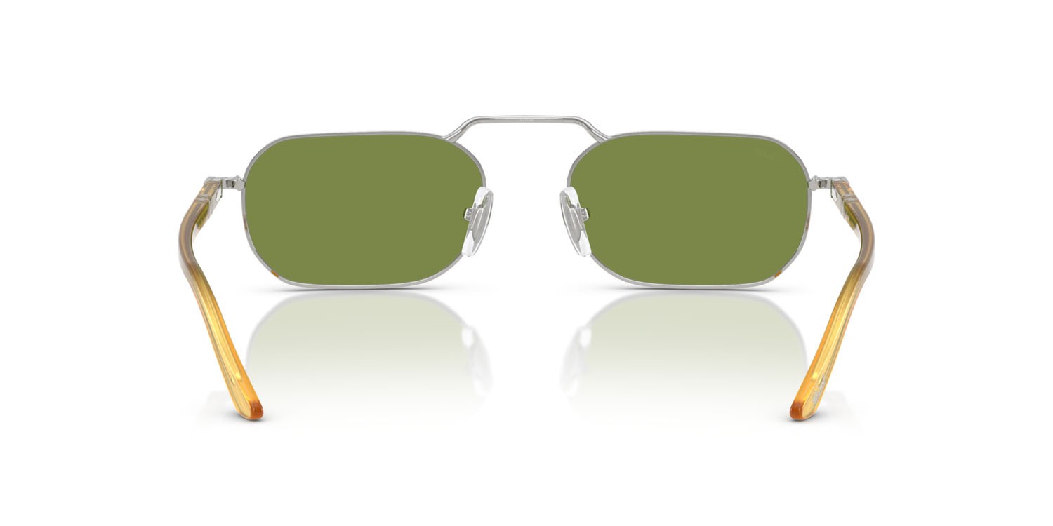 Occhiali da sole Persol PO 1020S (518/4E) colore argento forma rettangolare lenti verde chiaro