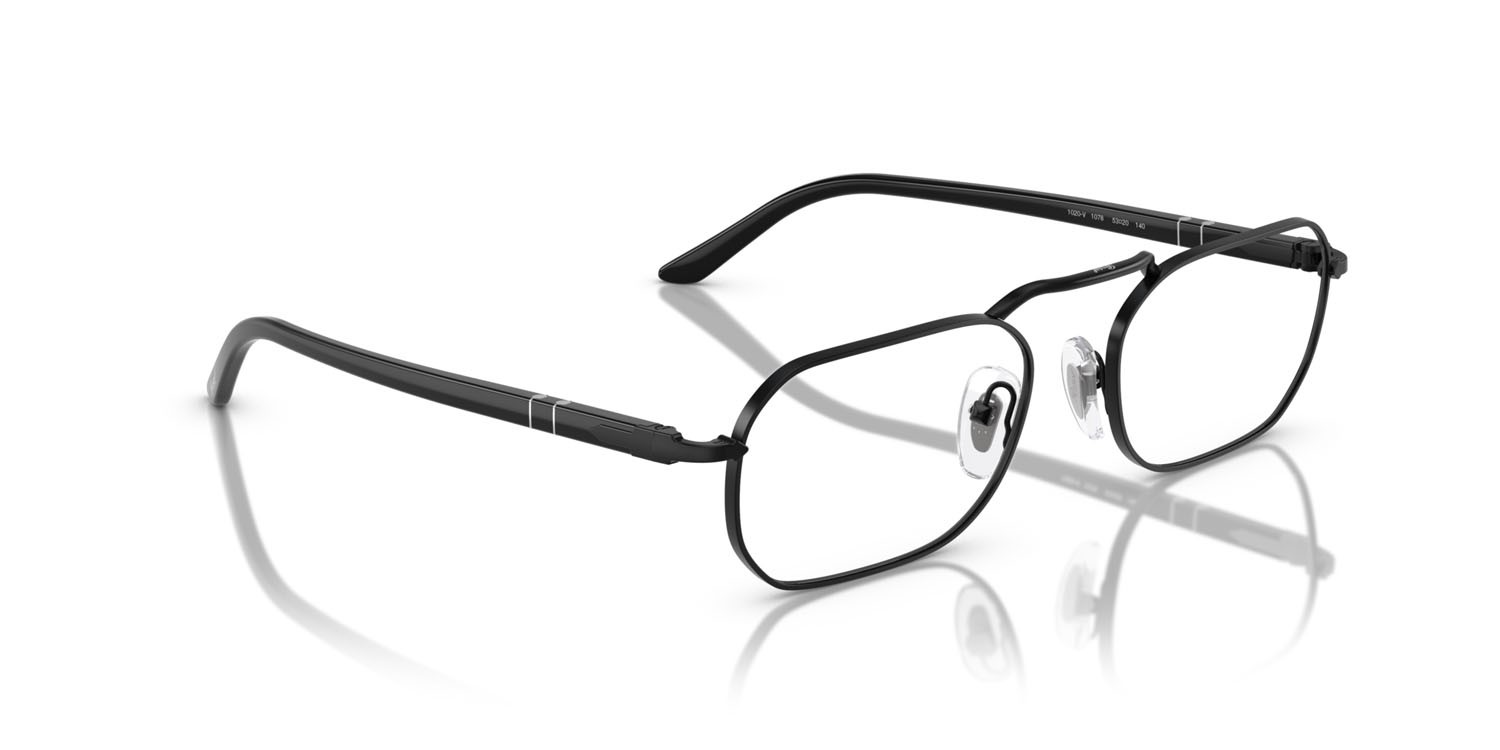Eyeglasses Persol PO 1020V (1078) color nero semi-lucido shape rectangle lenses lente demo