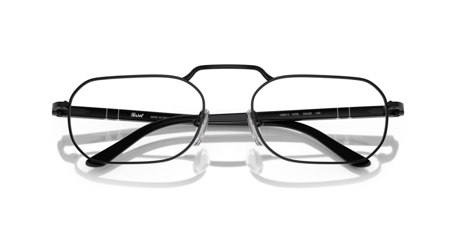Eyeglasses Persol PO 1020V (1078) color nero semi-lucido shape rectangle lenses lente demo