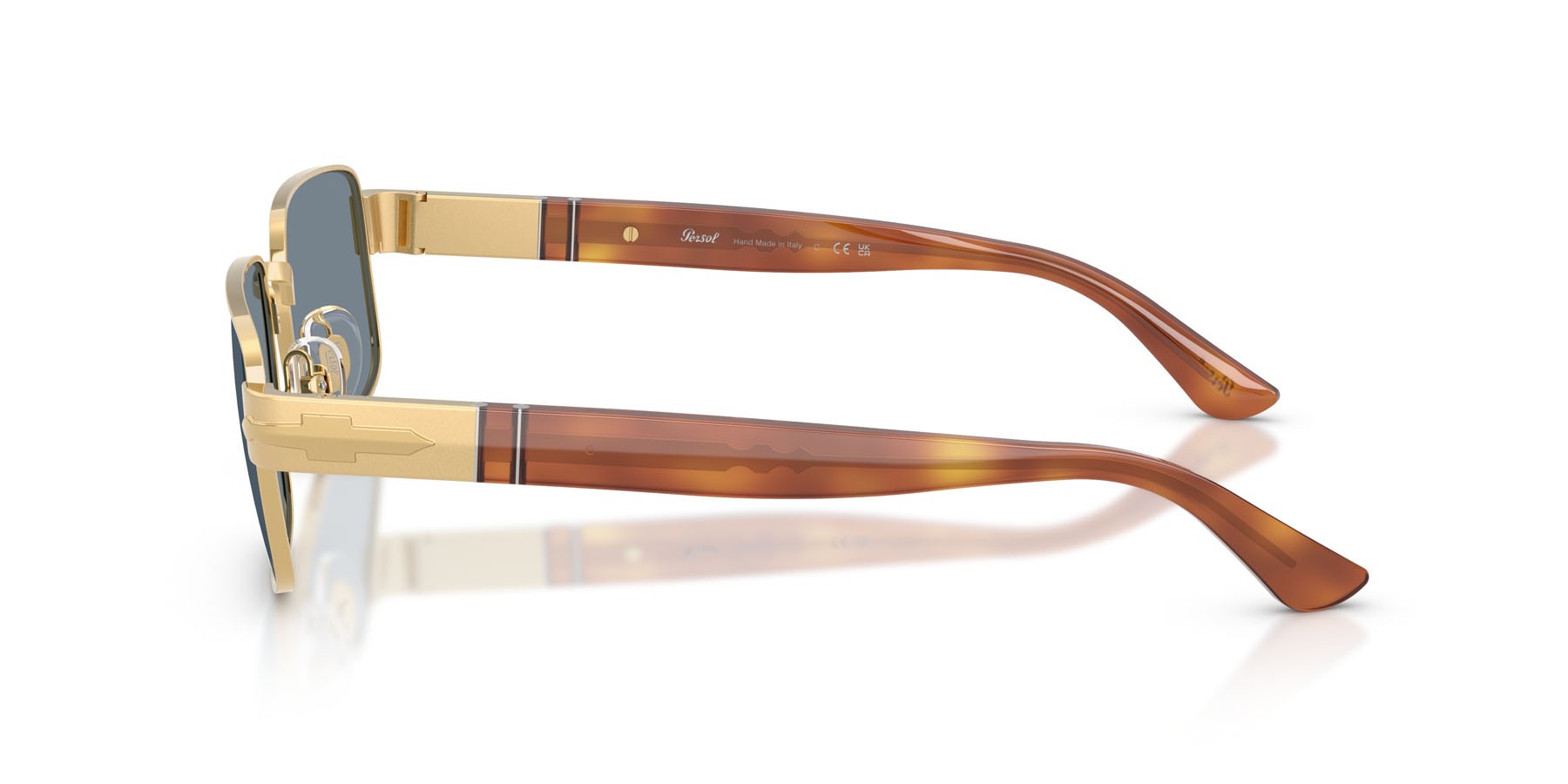 Occhiali da sole Persol PO 1022S (113256) colore oro forma quadrato lenti azzurro