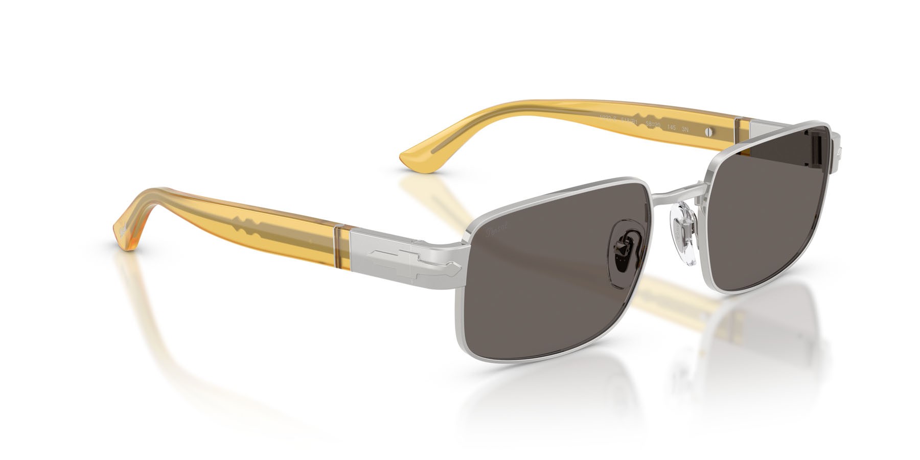 Occhiali da sole Persol PO 1022S (518/B1) colore argento forma quadrato lenti grigio scuro