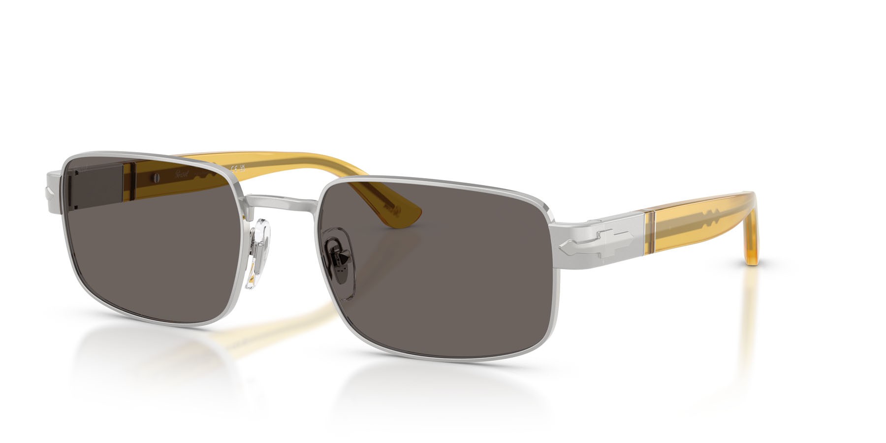 Occhiali da sole Persol PO 1022S (518/B1) colore argento forma quadrato lenti grigio scuro