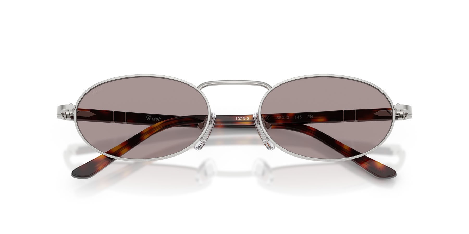 Occhiali da sole Persol PO 1023S (102153) colore argento forma rettangolare lenti viola