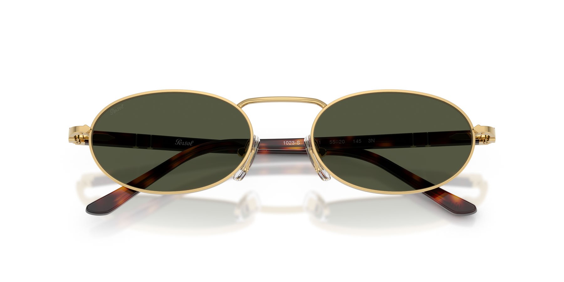 Occhiali da sole Persol PO 1023S (515/31) colore oro forma rettangolare lenti verde