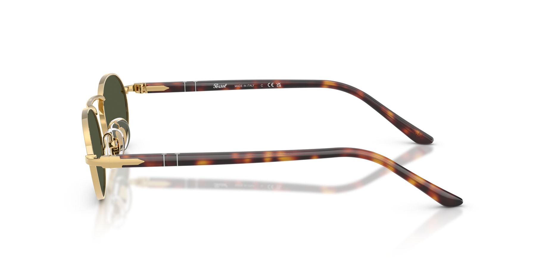 Occhiali da sole Persol PO 1023S (515/31) colore oro forma rettangolare lenti verde