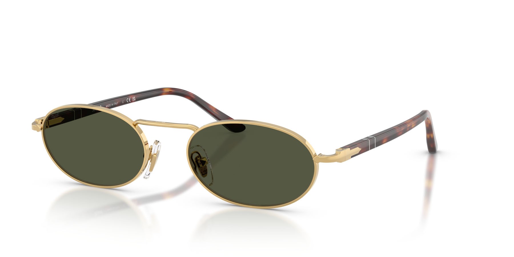 Occhiali da sole Persol PO 1023S (515/31) colore oro forma rettangolare lenti verde