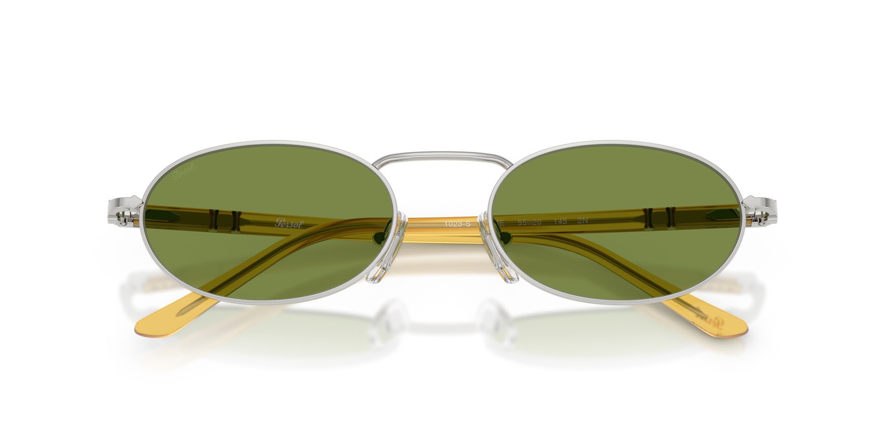 Sunglasses Persol PO 1023S (518/4E) color argento shape rectangle lenses verde