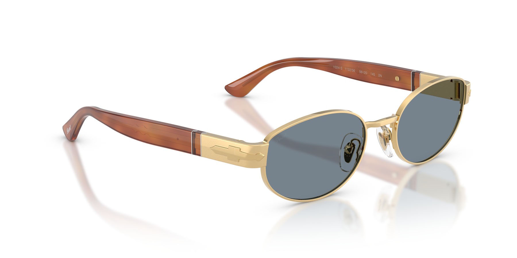Occhiali da sole Persol PO 1024S (113256) colore oro forma ovale lenti azzurro