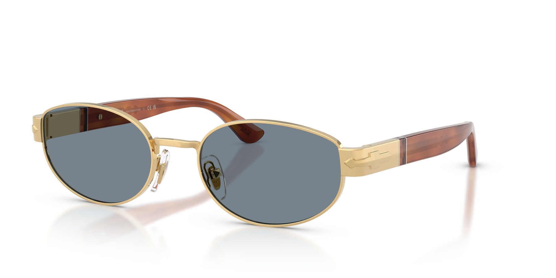Occhiali da sole Persol PO 1024S (113256) colore oro forma ovale lenti azzurro