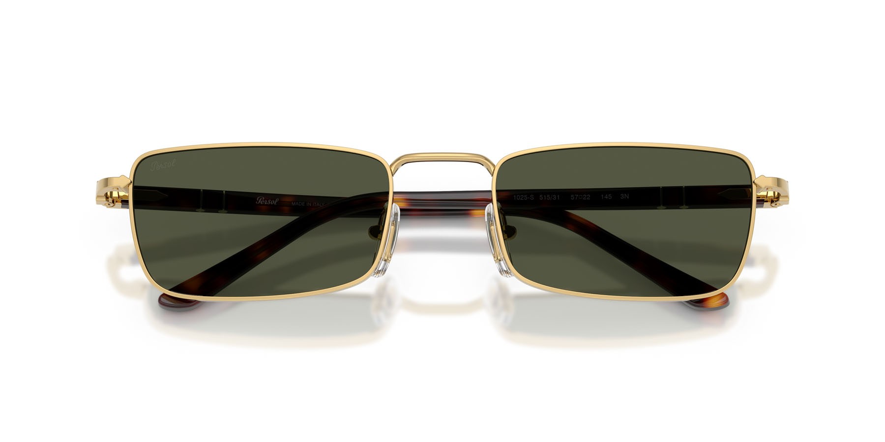 Occhiali da sole Persol PO 1025S (515/31) colore oro forma rettangolare lenti verde