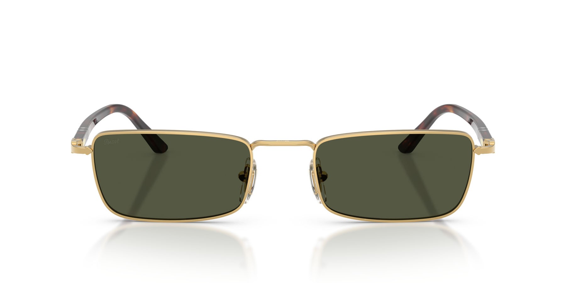 Occhiali da sole Persol PO 1025S (515/31) colore oro forma rettangolare lenti verde