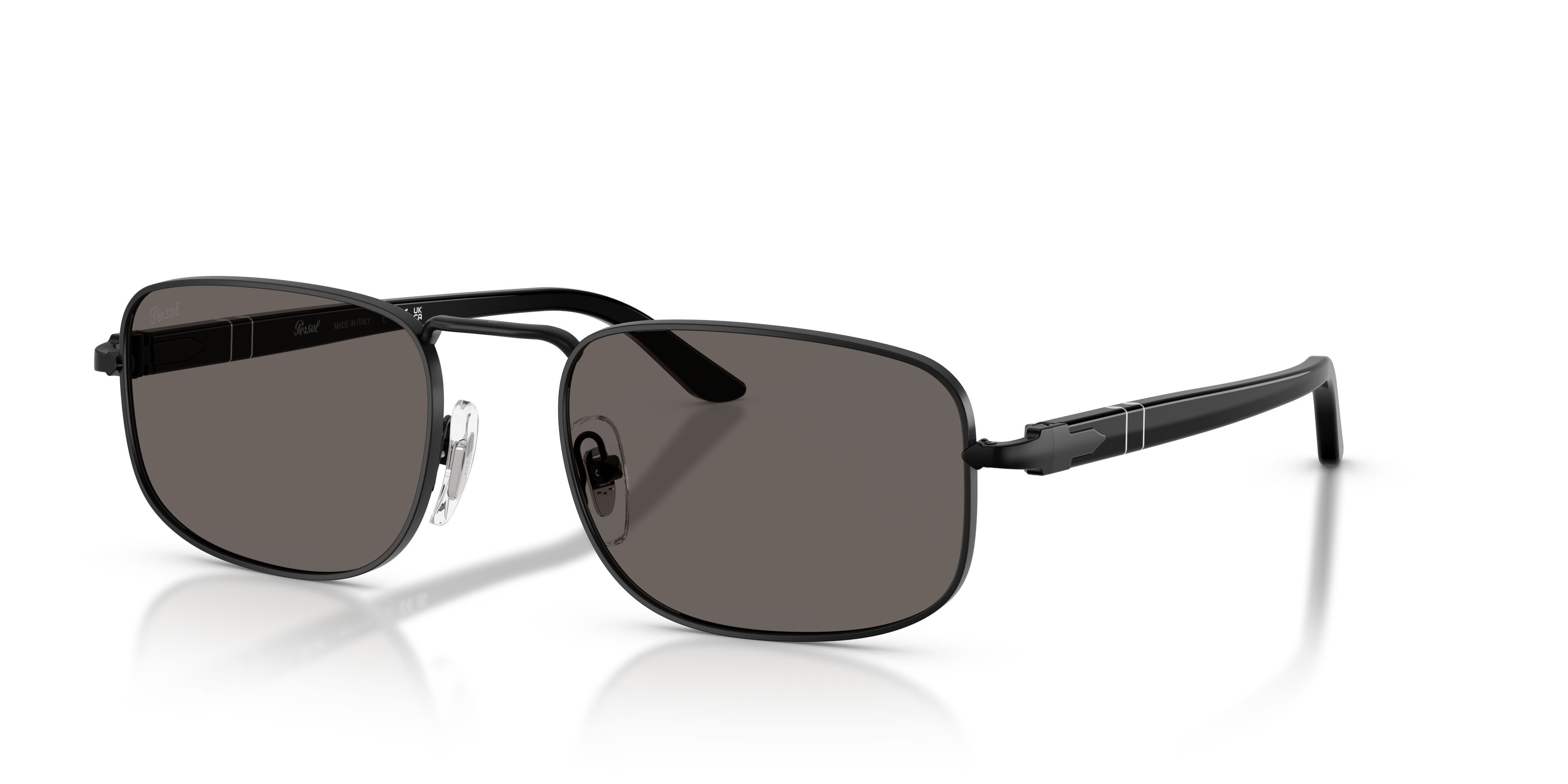 Sunglasses Persol PO 1027S (1078B1) color nero semi-lucido shape square lenses grigio scuro
