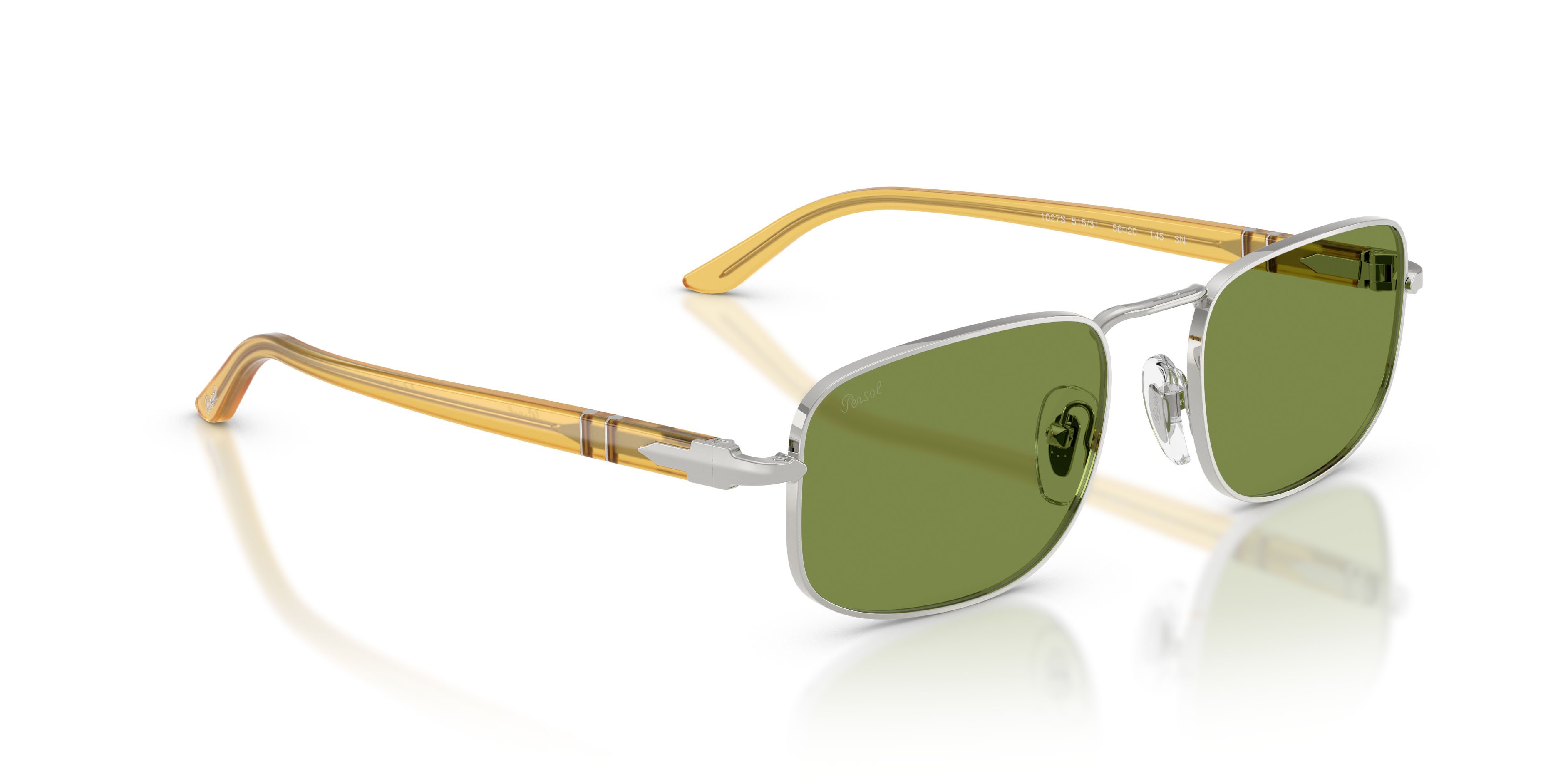 Sunglasses Persol PO 1027S (518/4E) color argento shape square lenses verde