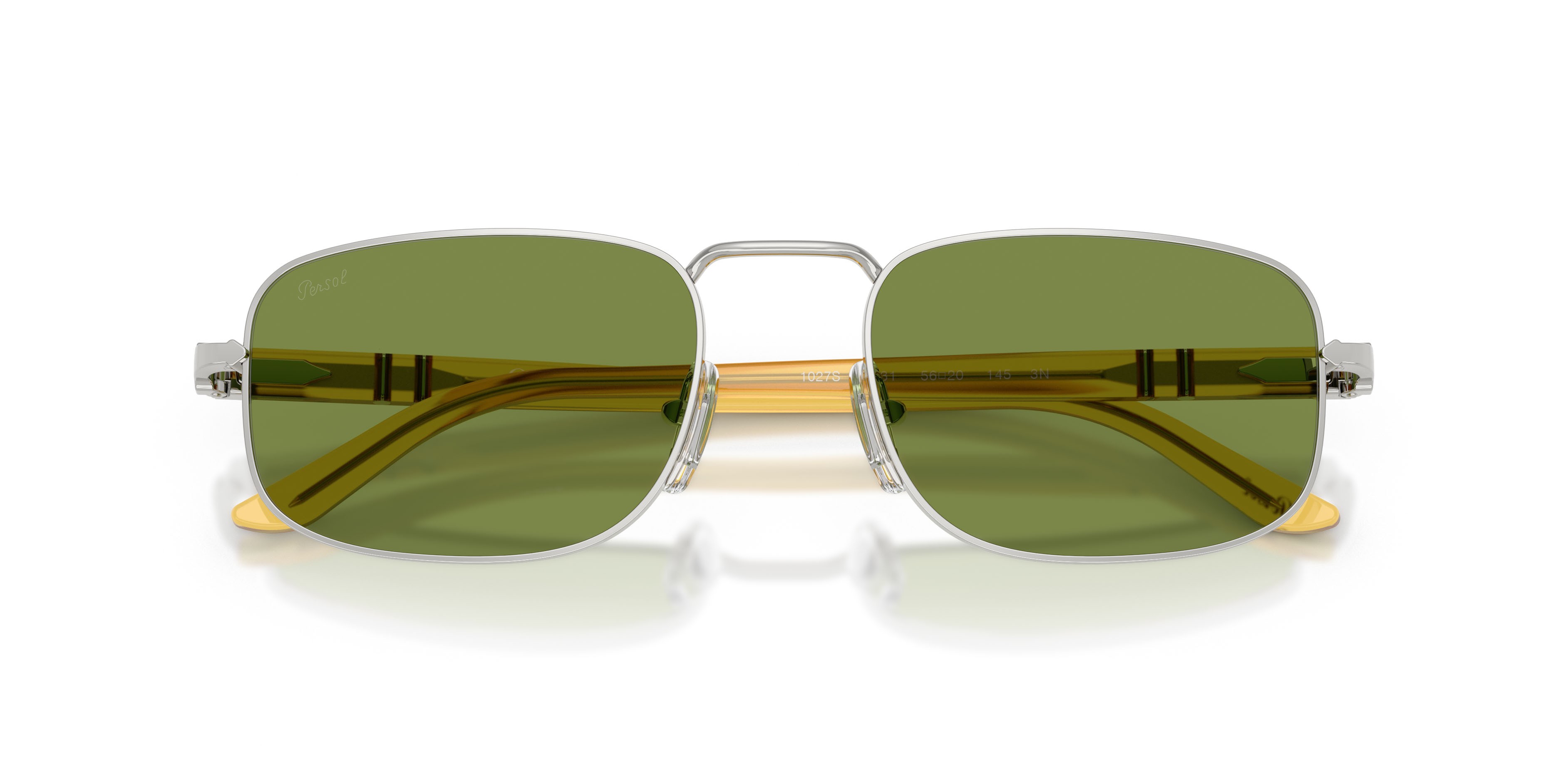 Sunglasses Persol PO 1027S (518/4E) color argento shape square lenses verde