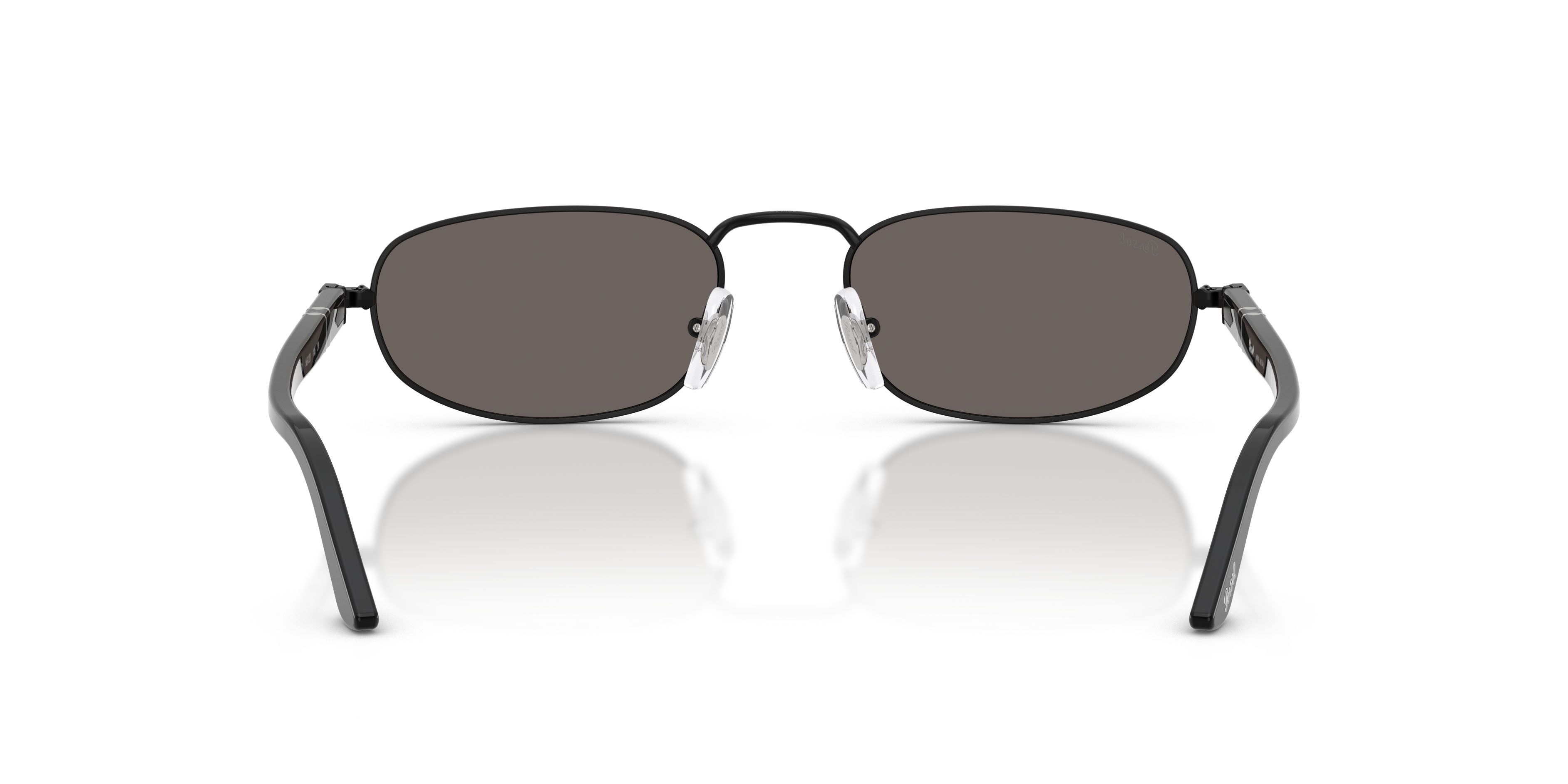 Sunglasses Persol PO 1028S (1078B1) color nero semi-lucido shape square lenses grigio scuro