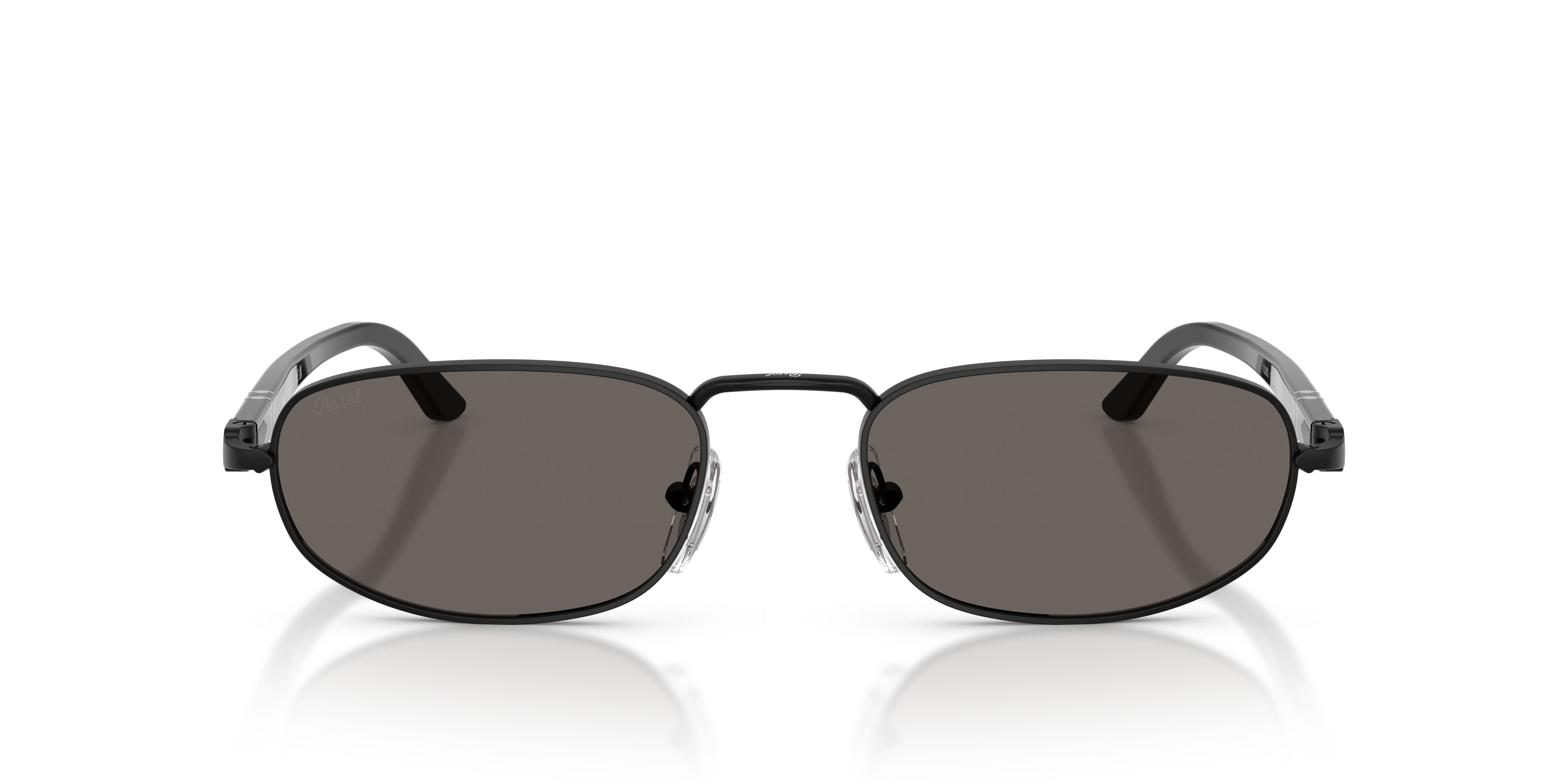 Sunglasses Persol PO 1028S (1078B1) color nero semi-lucido shape square lenses grigio scuro