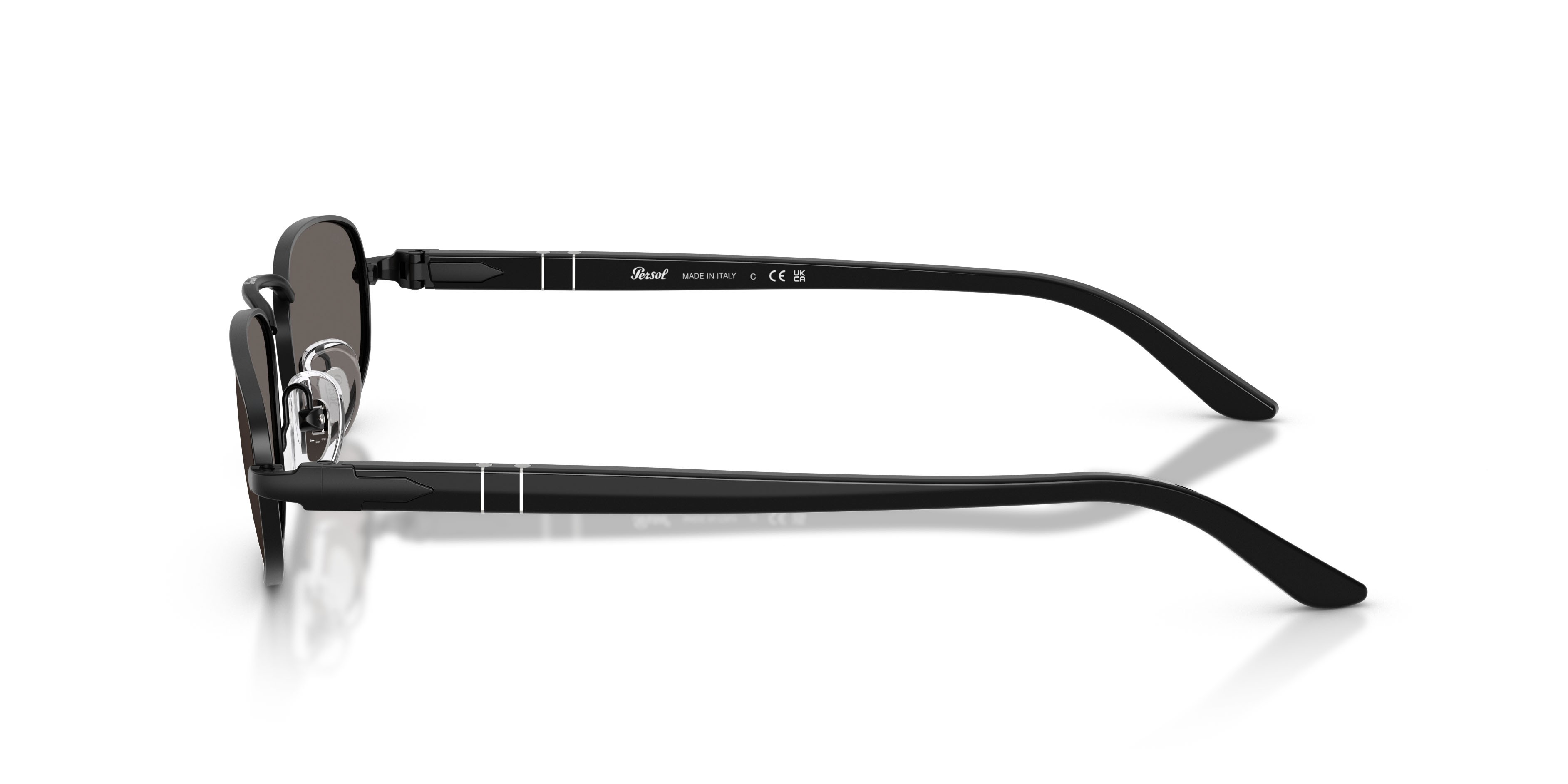 Sunglasses Persol PO 1028S (1078B1) color nero semi-lucido shape square lenses grigio scuro