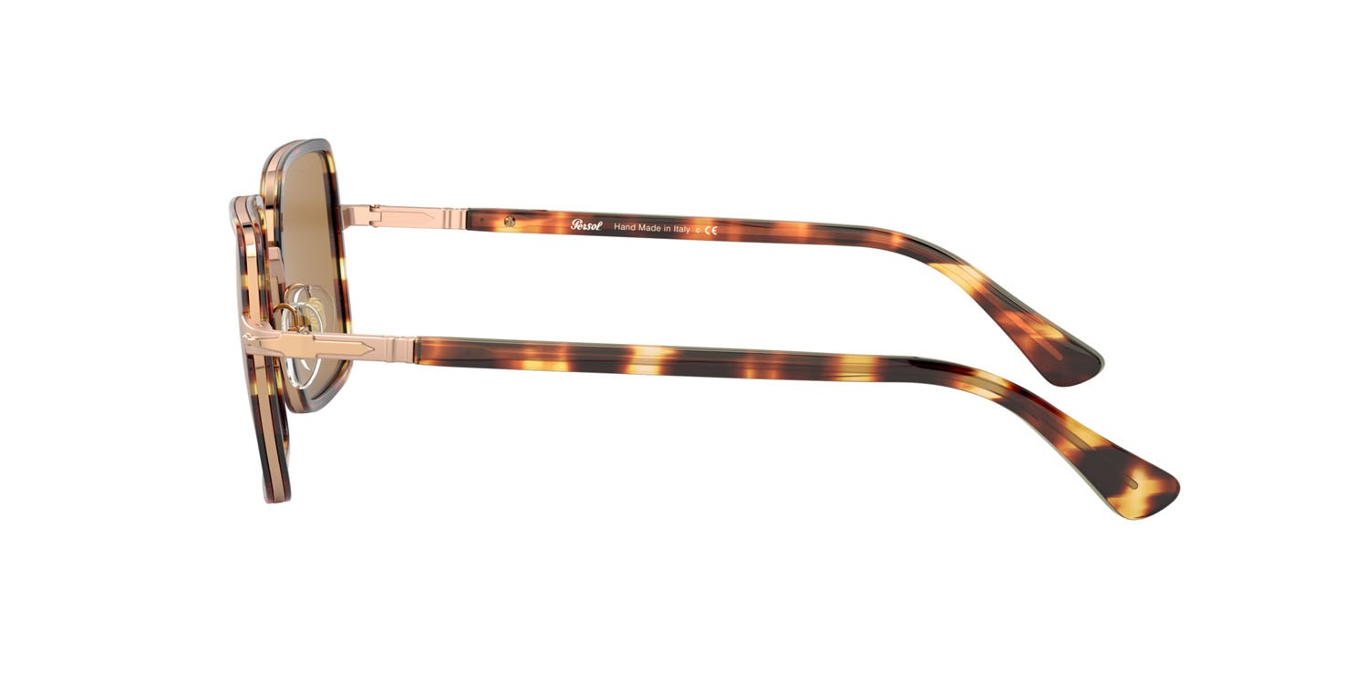 Sonnenbrillen Persol PO 2475S (108053) farbe giallo striato marrone form quadratisch gläser marrone