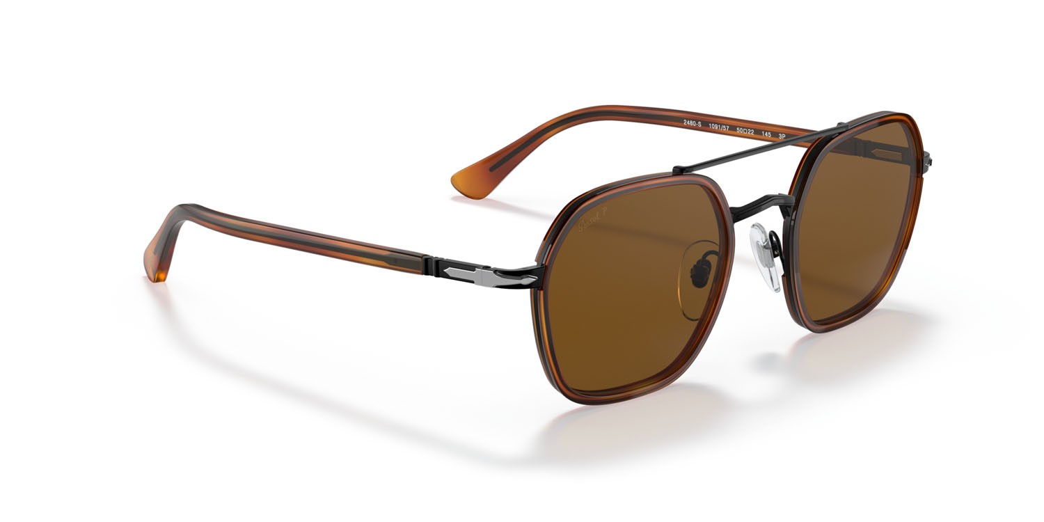 Sonnenbrillen Persol PO 2480S (109157) farbe havana chiaro form unregelmäßig gläser polarizzata marrone