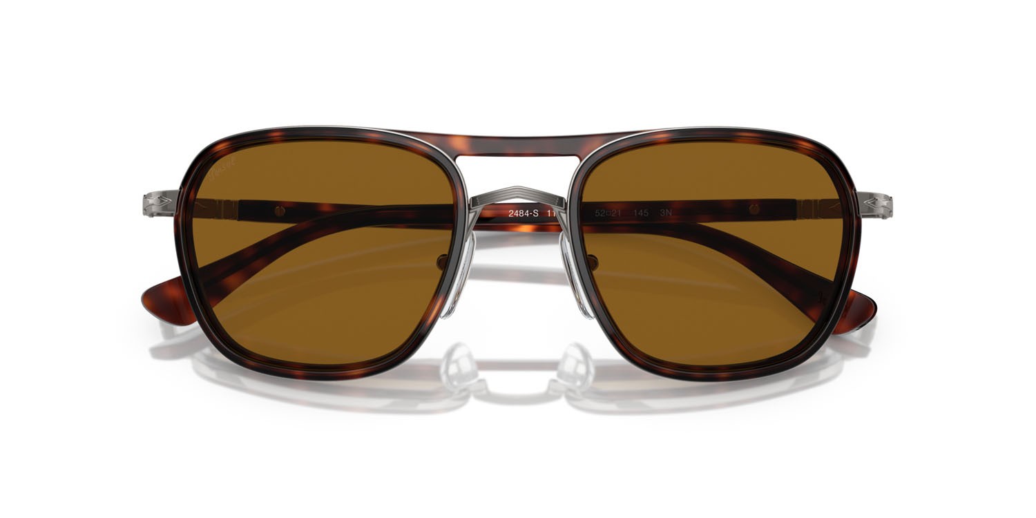 Occhiali da sole Persol PO 2484S (114433) colore gunmetal/havana forma rettangolare lenti marrone