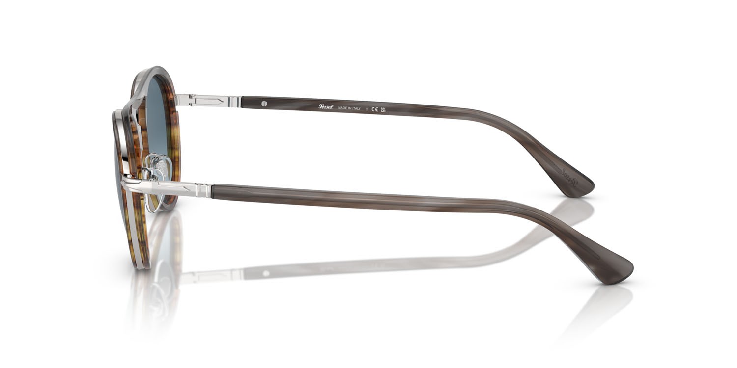 Sonnenbrillen Persol PO 2485S (1147Q8) farbe grigio striato sfumato marrone striato form pantos gläser blu sfumato
