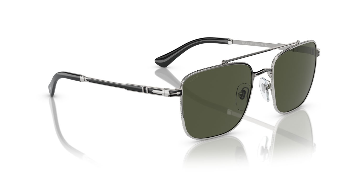Sonnenbrillen Persol PO 2487S (111331) farbe argento/nero form quadratisch gläser verde